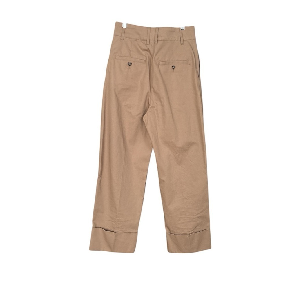 Club Monaco 100% Cotton Cuffed Chino Pants Tan High Rise Minimalist Size 2 - Picture 6 of 10